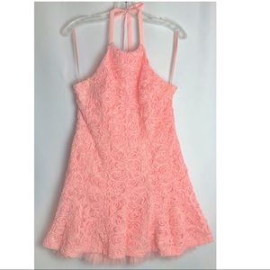 BCBGMAXAZRIA BASANTI LACE FLARE HALTER DRESS 12